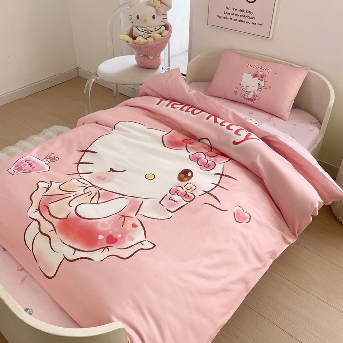 91家纺网 家纺一手货源 找家纺 蘭菲家纺 2025新款学生季全棉幼儿园三丽鸥三件套大版系列 甜睿