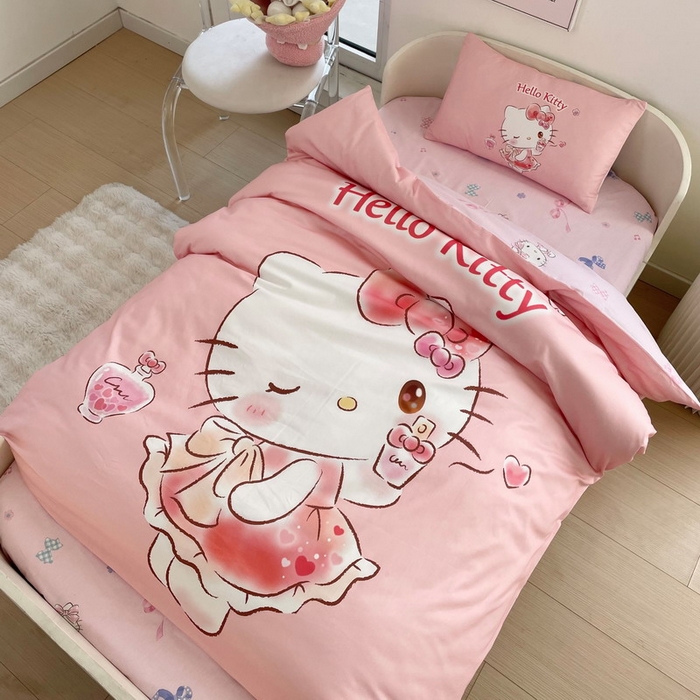 91家纺网 家纺一手货源 找家纺 蘭菲家纺 2025新款学生季全棉幼儿园三丽鸥三件套大版系列 甜睿