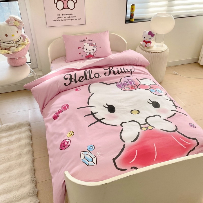 91家纺网 家纺一手货源 找家纺 蘭菲家纺 2025新款学生季全棉幼儿园三丽鸥三件套大版系列 向往