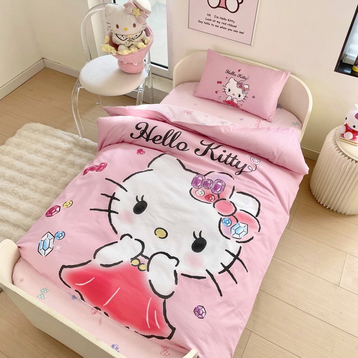 91家纺网 家纺一手货源 找家纺 蘭菲家纺 2025新款学生季全棉幼儿园三丽鸥三件套大版系列 向往