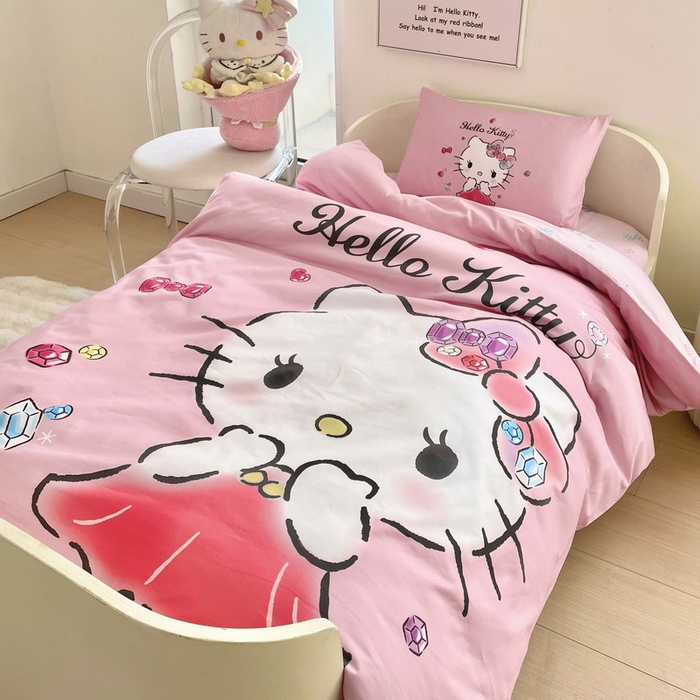 91家纺网 家纺一手货源 找家纺 蘭菲家纺 2025新款学生季全棉幼儿园三丽鸥三件套大版系列 向往