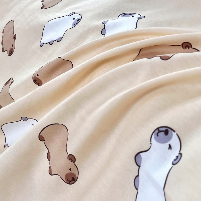 91家纺网 家纺一手货源 找家纺 蘭菲家纺 2025新款学生季幼儿园卡皮巴拉三件套小版系列 小奶豚