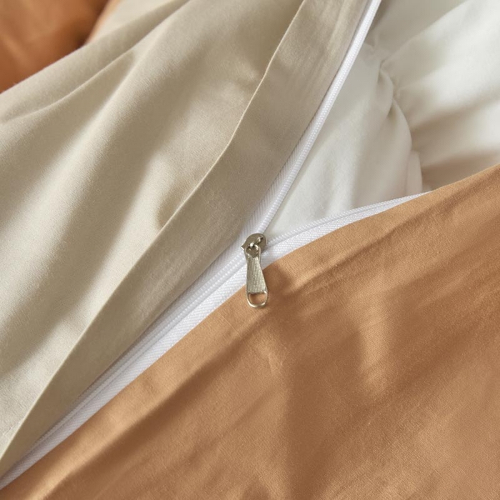 91家纺网 家纺一手货源 找家纺 木子家纺 2025新款色织全棉40支水洗棉四件套--双拼第二组 米咖西柚