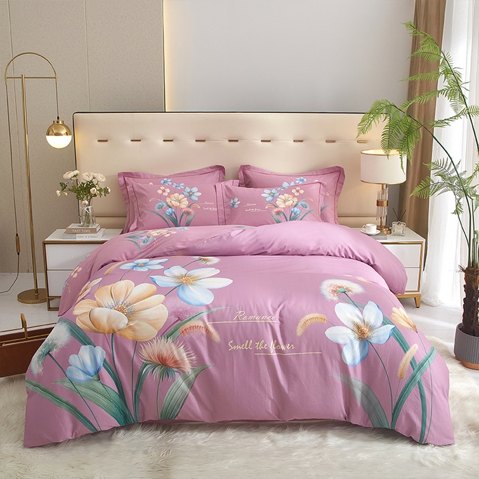 格里芬家纺2025全棉大版花13372印花四件套 广凌-紫