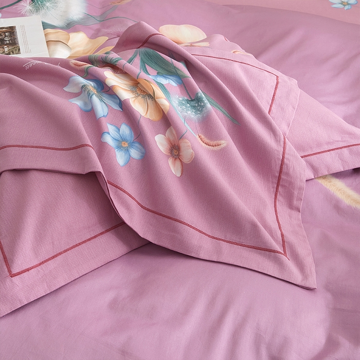 91家纺网 家纺一手货源 找家纺 格里芬家纺2025全棉大版花13372印花四件套 广凌-紫