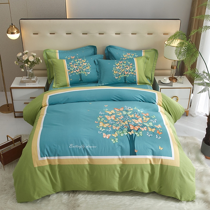 格里芬家纺2025全棉大版花13372印花四件套 蝴蝶谷