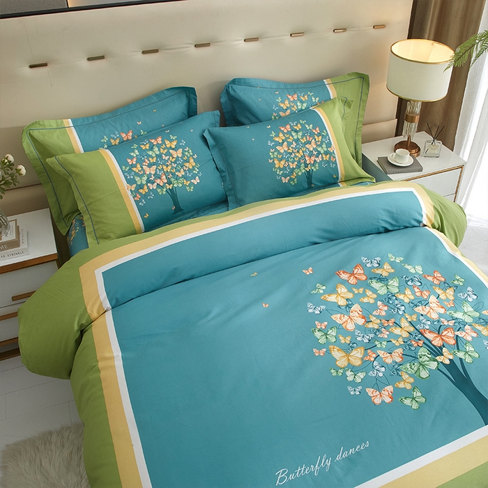 91家纺网 家纺一手货源 找家纺 格里芬家纺2025全棉大版花13372印花四件套 蝴蝶谷