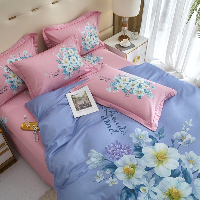 91家纺网 家纺一手货源 找家纺 格里芬家纺2025全棉大版花13372印花四件套 花季-紫