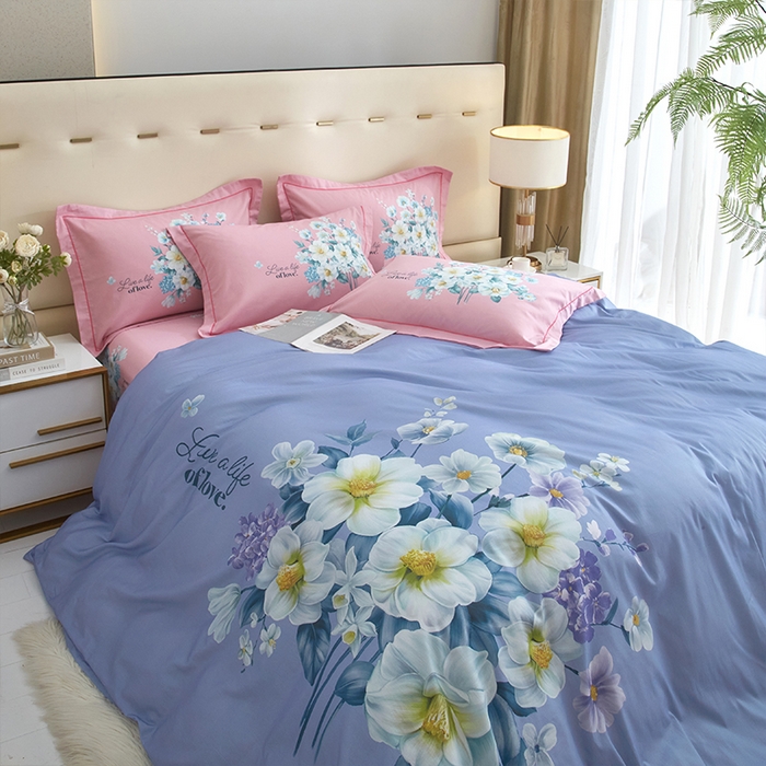 91家纺网 家纺一手货源 找家纺 格里芬家纺2025全棉大版花13372印花四件套 花季-紫