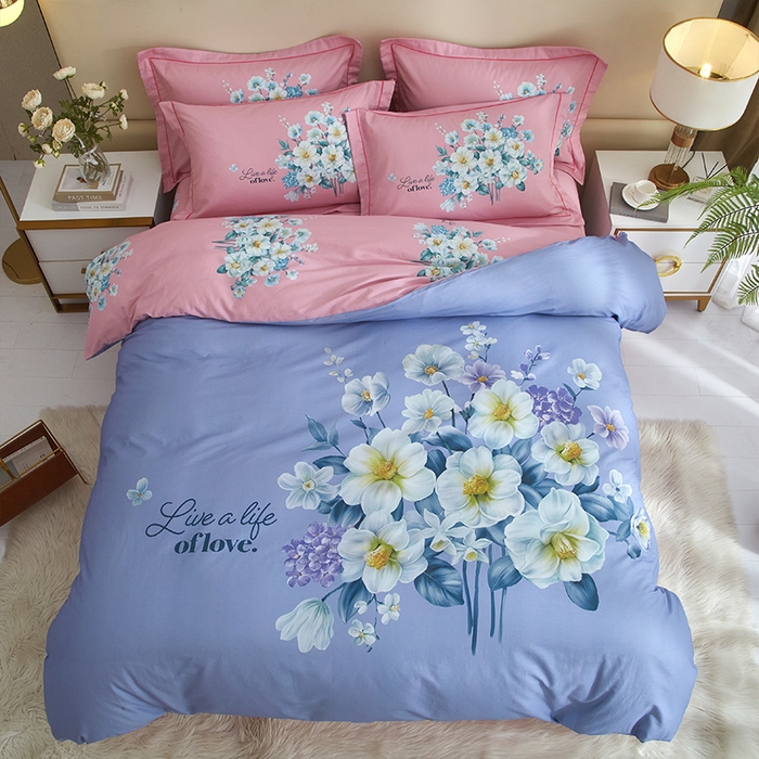 91家纺网 家纺一手货源 找家纺 格里芬家纺2025全棉大版花13372印花四件套 花季-紫