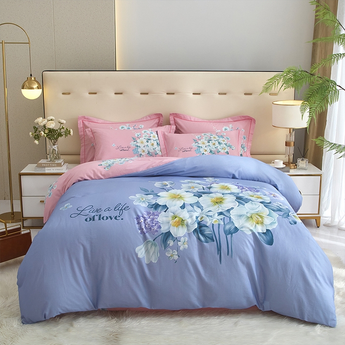 格里芬家纺2025全棉大版花13372印花四件套 花季-紫