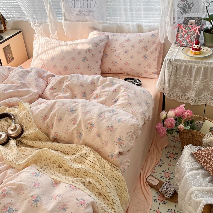 91家纺网 家纺一手货源 找家纺 （总）彩韵家纺 2025新款超柔云感m印花双层纱四件套