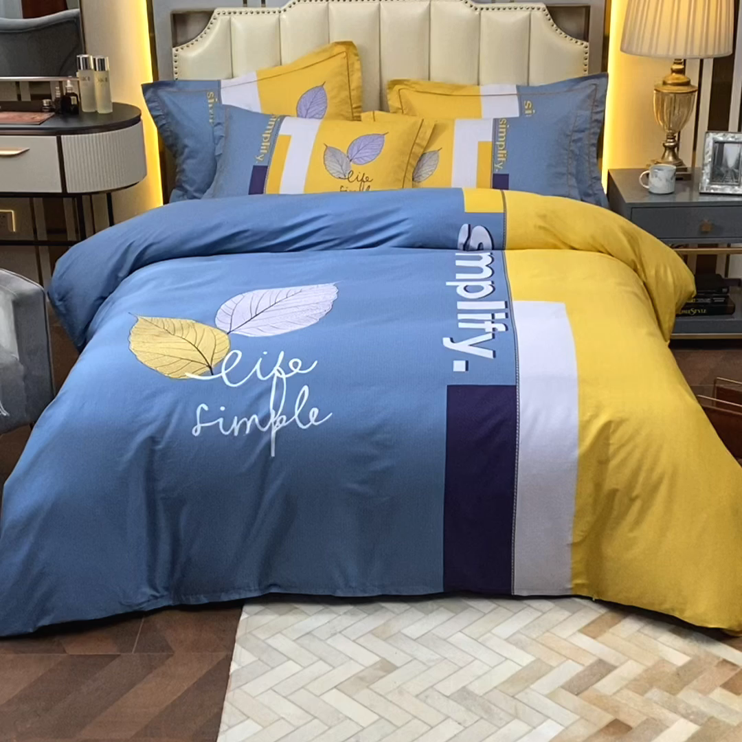 91家纺网 家纺一手货源 找家纺 格里芬家纺2025全棉大版花13372印花四件套 简希