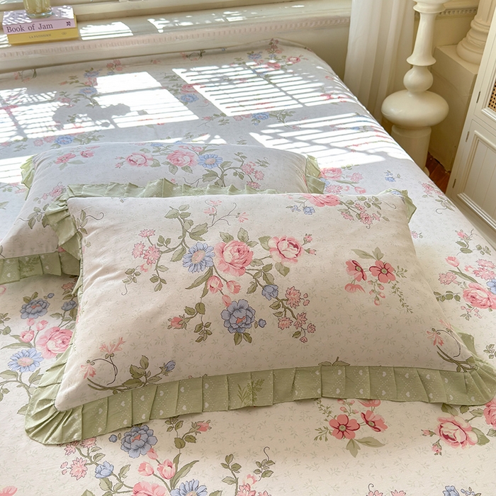 91家纺网 家纺一手货源 找家纺 （总）美达家纺 2025新款全棉纯棉AB版蕾丝小花边单层床裙四件套