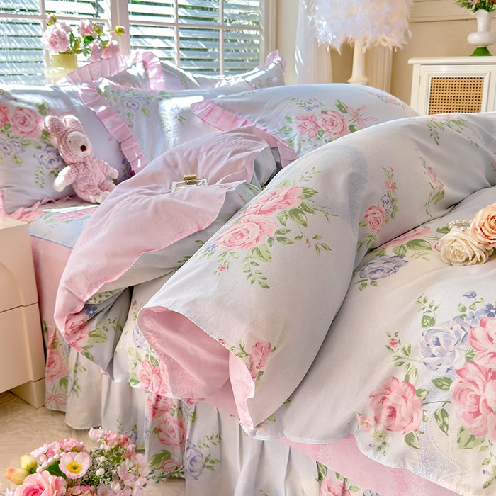 91家纺网 家纺一手货源 找家纺 （总）美达家纺 2025新款全棉纯棉AB版蕾丝小花边单层床裙四件套