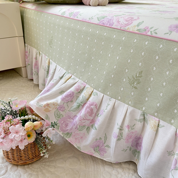 91家纺网 家纺一手货源 找家纺 美达家纺 2025新款全棉AB版单层床裙 悦棠