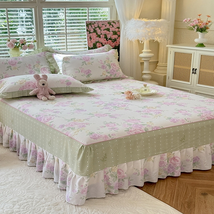 91家纺网 家纺一手货源 找家纺 美达家纺 2025新款全棉AB版单层床裙 悦棠