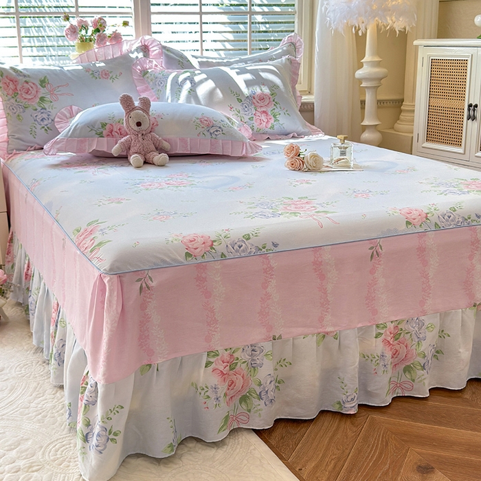 91家纺网 家纺一手货源 找家纺 （总）美达家纺 2025新款全棉AB版单层床裙