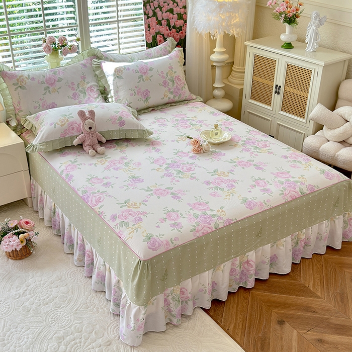 91家纺网 家纺一手货源 找家纺 美达家纺 2025新款全棉AB版单层床裙 悦棠