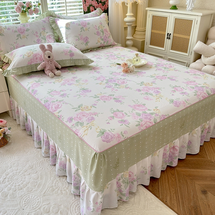 91家纺网 家纺一手货源 找家纺 美达家纺 2025新款全棉AB版单层床裙 悦棠