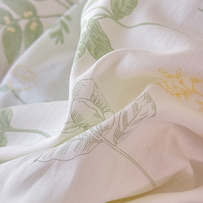 91家纺网 家纺一手货源 找家纺 美达家纺 2025新款全棉AB版单层床裙 沁雨花叶