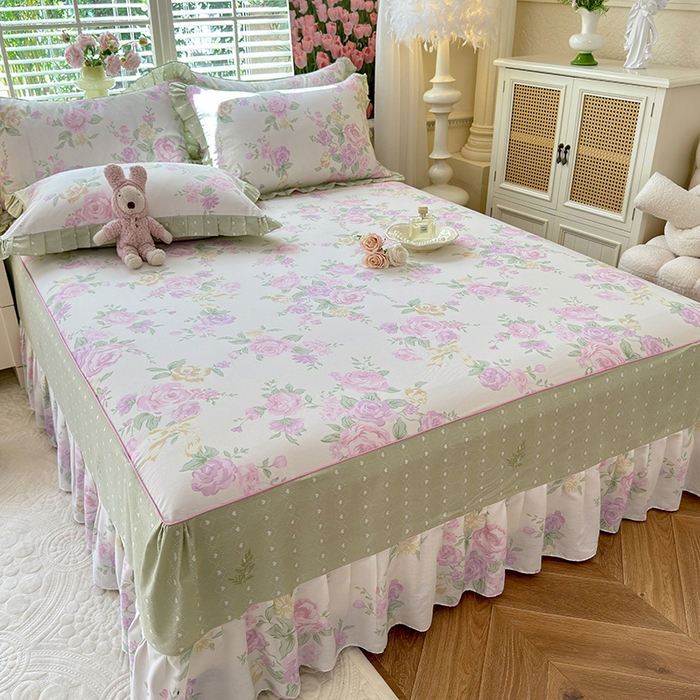 91家纺网 家纺一手货源 找家纺 美达家纺 2025新款全棉AB版单层床裙 悦棠