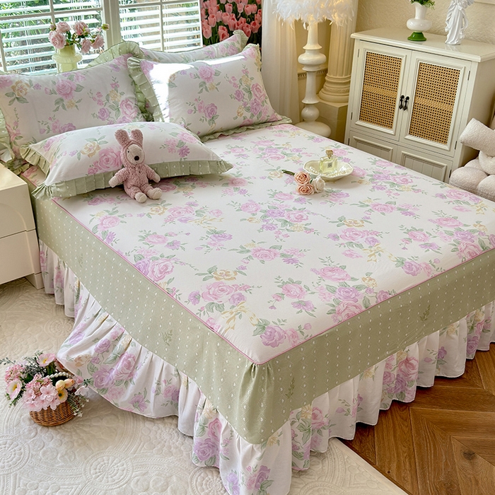 91家纺网 家纺一手货源 找家纺 美达家纺 2025新款全棉AB版单层床裙 悦棠