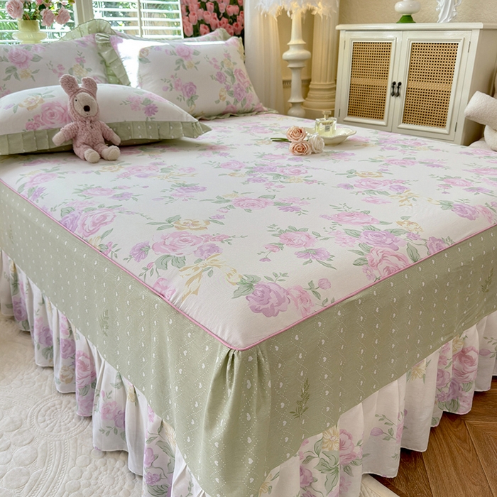 91家纺网 家纺一手货源 找家纺 美达家纺 2025新款全棉AB版单层床裙 悦棠