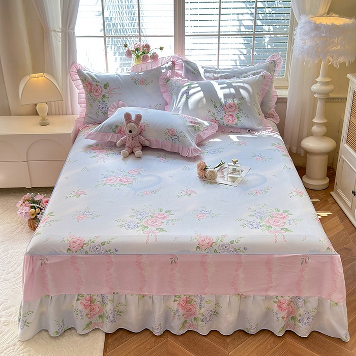 美达家纺 2025新款全棉AB版单层床裙 解语花