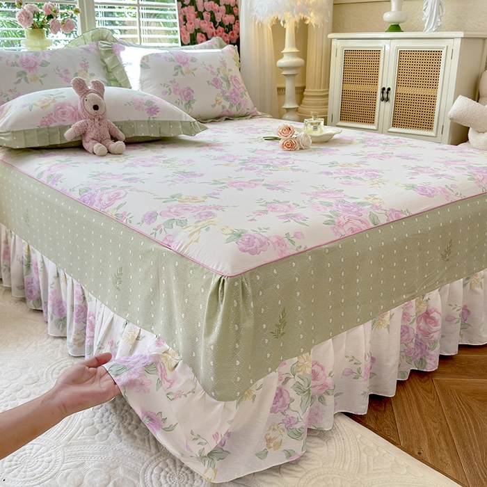 91家纺网 家纺一手货源 找家纺 美达家纺 2025新款全棉AB版单层床裙 悦棠