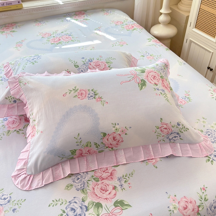 91家纺网 家纺一手货源 找家纺 美达家纺 2025新款全棉AB版单层床裙 解语花