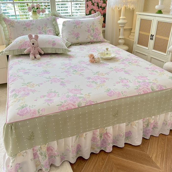 91家纺网 家纺一手货源 找家纺 美达家纺 2025新款全棉AB版单层床裙 悦棠