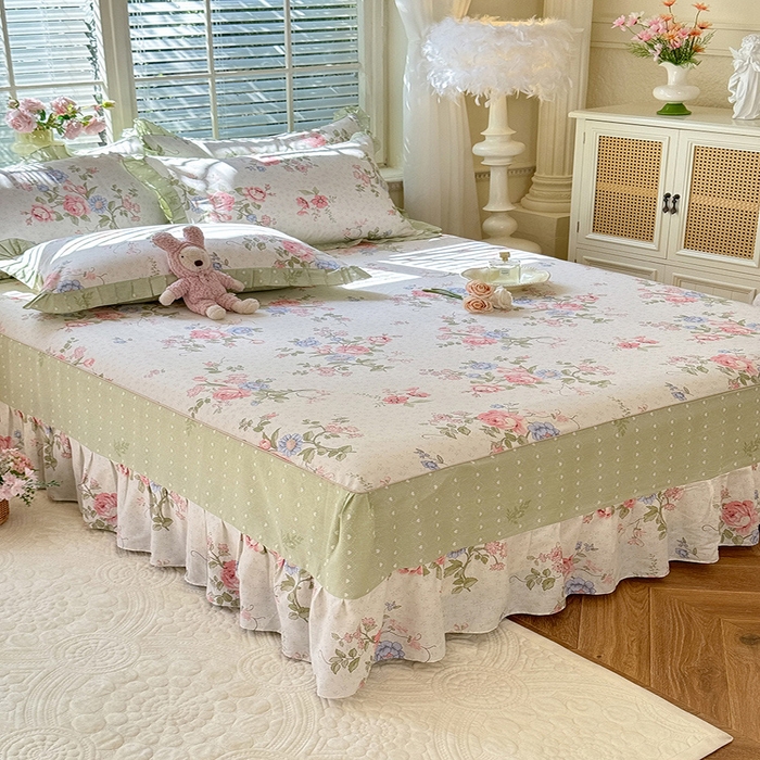 91家纺网 家纺一手货源 找家纺 美达家纺 2025新款全棉AB版单层床裙 南湘