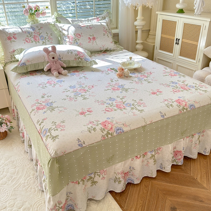 91家纺网 家纺一手货源 找家纺 美达家纺 2025新款全棉AB版单层床裙 南湘