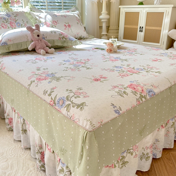 91家纺网 家纺一手货源 找家纺 美达家纺 2025新款全棉AB版单层床裙 南湘