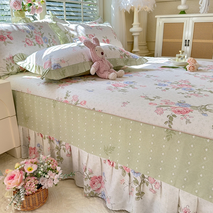 91家纺网 家纺一手货源 找家纺 美达家纺 2025新款全棉AB版单层床裙 南湘