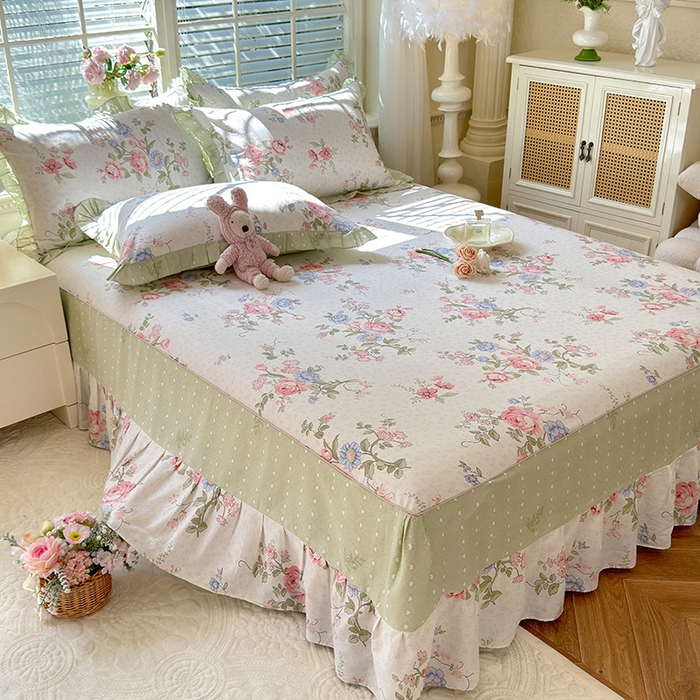 91家纺网 家纺一手货源 找家纺 美达家纺 2025新款全棉AB版单层床裙 南湘