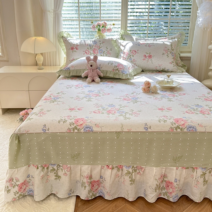 91家纺网 家纺一手货源 找家纺 美达家纺 2025新款全棉AB版单层床裙 南湘