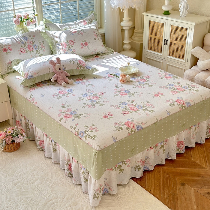 91家纺网 家纺一手货源 找家纺 美达家纺 2025新款全棉AB版单层床裙 南湘