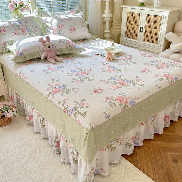 91家纺网 家纺一手货源 找家纺 美达家纺 2025新款全棉AB版单层床裙 南湘