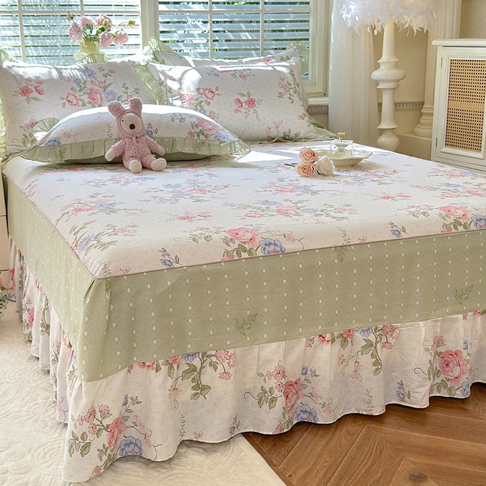 91家纺网 家纺一手货源 找家纺 美达家纺 2025新款全棉AB版单层床裙 南湘