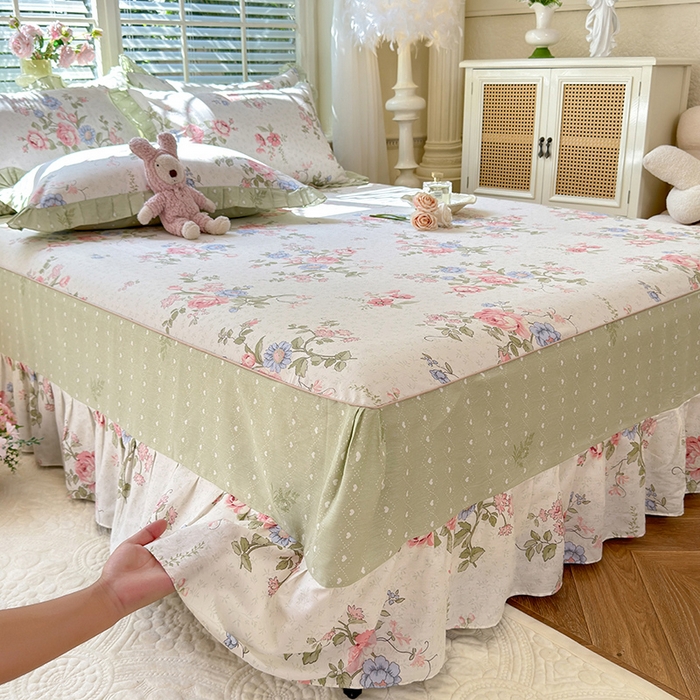 91家纺网 家纺一手货源 找家纺 美达家纺 2025新款全棉AB版单层床裙 南湘