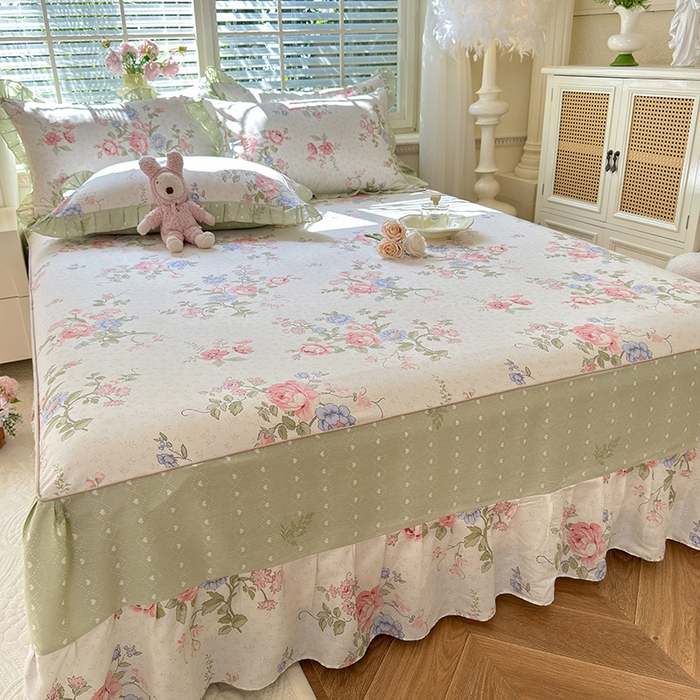 91家纺网 家纺一手货源 找家纺 美达家纺 2025新款全棉AB版单层床裙 南湘