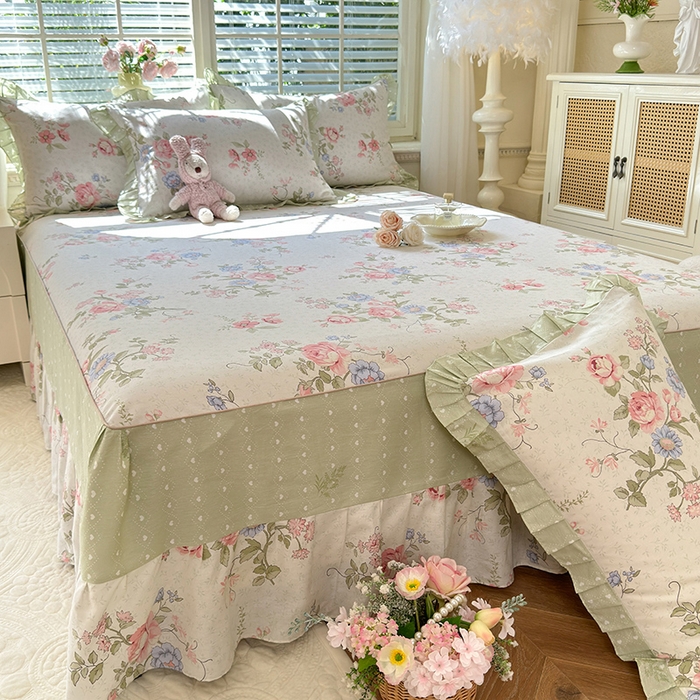 91家纺网 家纺一手货源 找家纺 美达家纺 2025新款全棉AB版单层床裙 南湘