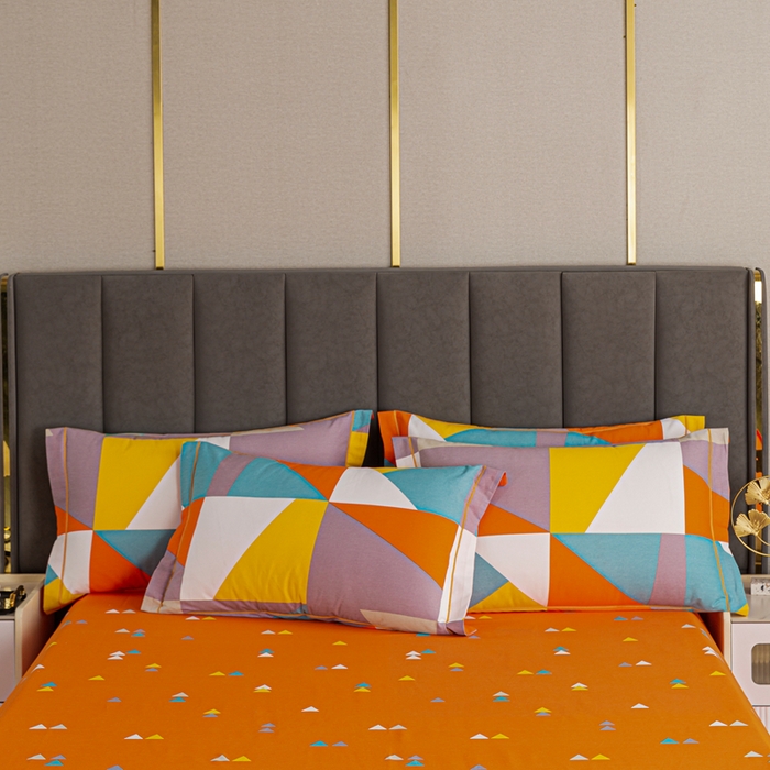 91家纺网 家纺一手货源 找家纺 格里芬家纺2025新款全棉大版磨毛生态磨毛四件套 多彩菱形