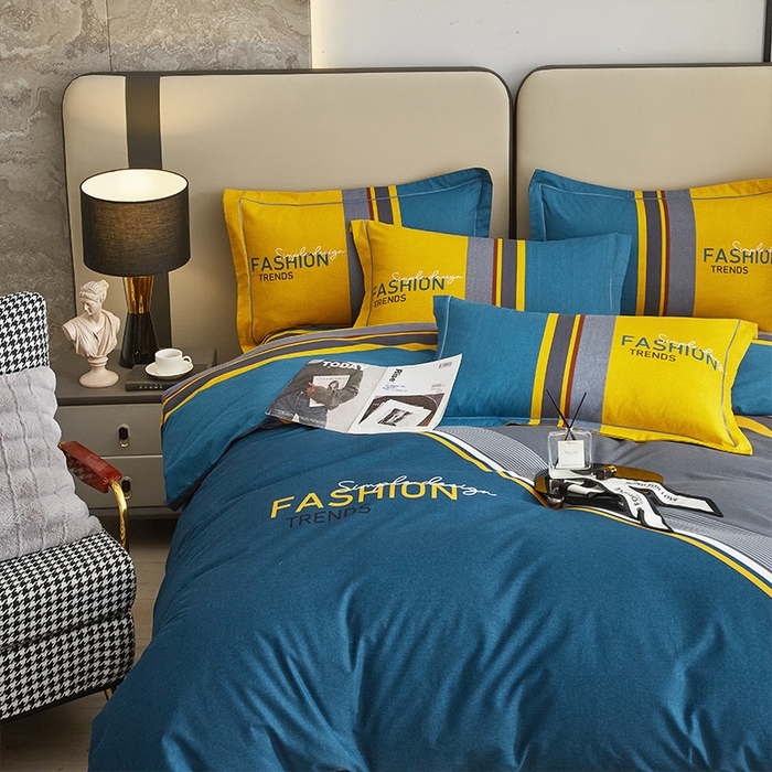 91家纺网 家纺一手货源 找家纺 格里芬家纺2025新款全棉大版磨毛生态磨毛四件套 斐尔