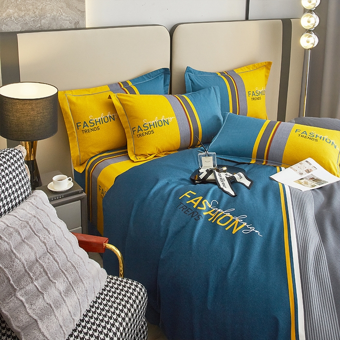 91家纺网 家纺一手货源 找家纺 格里芬家纺2025新款全棉大版磨毛生态磨毛四件套 斐尔