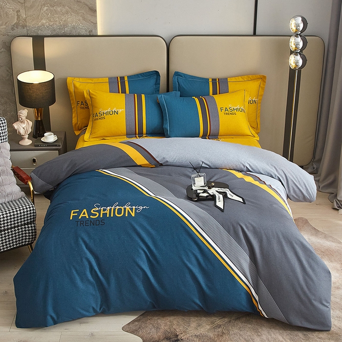 91家纺网 家纺一手货源 找家纺 格里芬家纺2025新款全棉大版磨毛生态磨毛四件套 斐尔