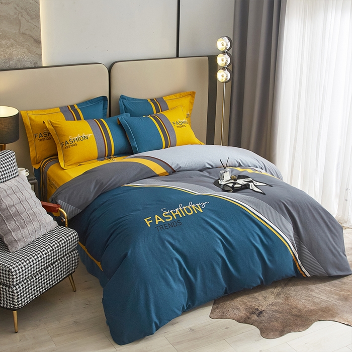 91家纺网 家纺一手货源 找家纺 格里芬家纺2025新款全棉大版磨毛生态磨毛四件套 斐尔