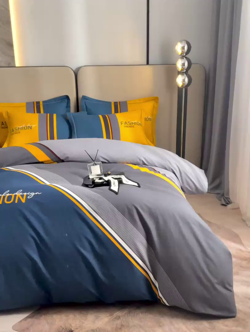 91家纺网 家纺一手货源 找家纺 格里芬家纺2025新款全棉大版磨毛生态磨毛四件套 斐尔